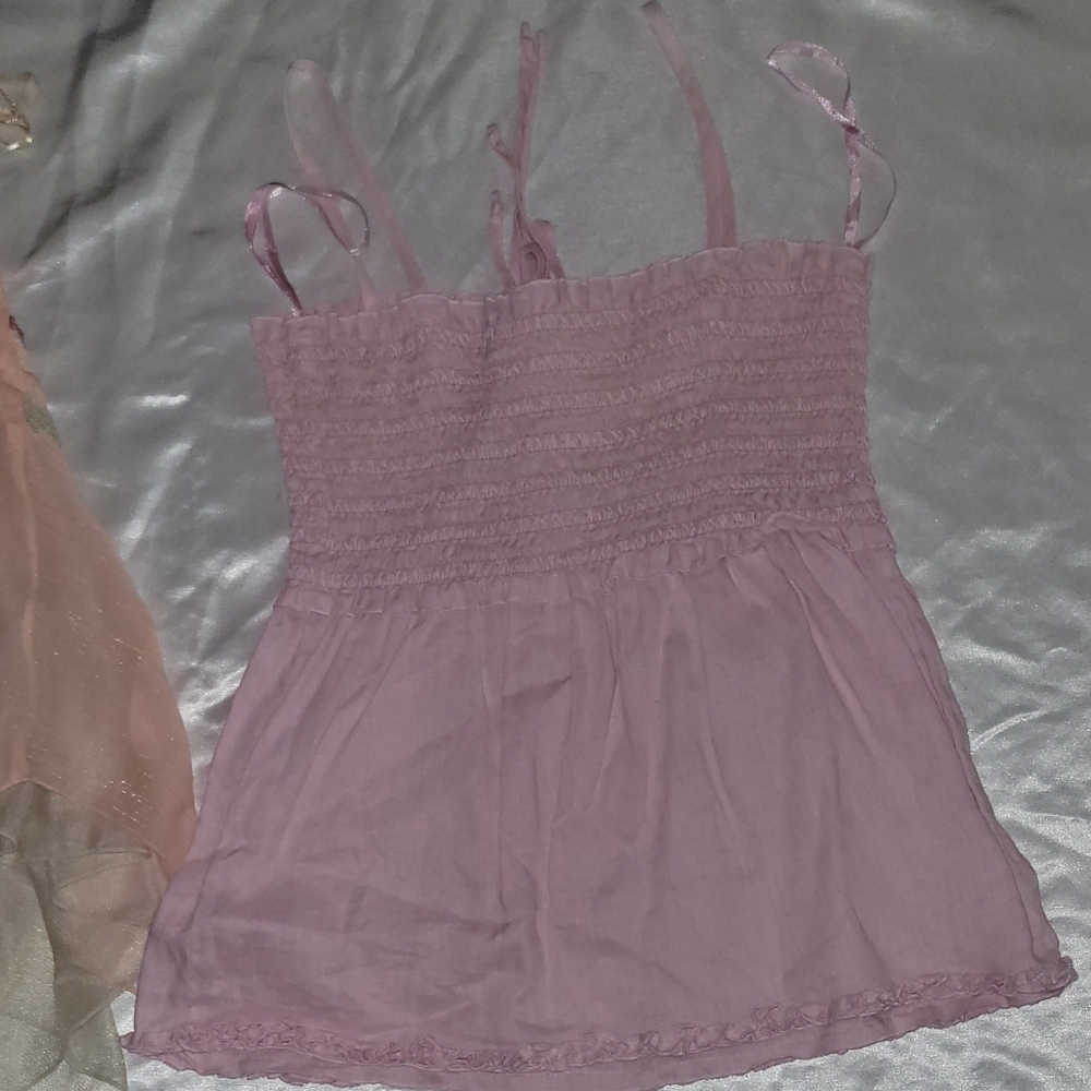 Y2K 3 Fairy Grunge Hime Gyaru inspired Cami Tops, ROXY,Pink Floaty String Straps - Picture 6 of 9